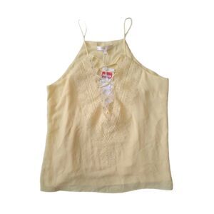 WAYF Posie Yellow Lace Trim Sleeveless Strappy V-Neck Camisole Tank Top Medium